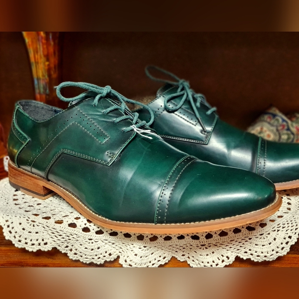 Men's Amari Green Genuine Leather Oxford Shoes size 12